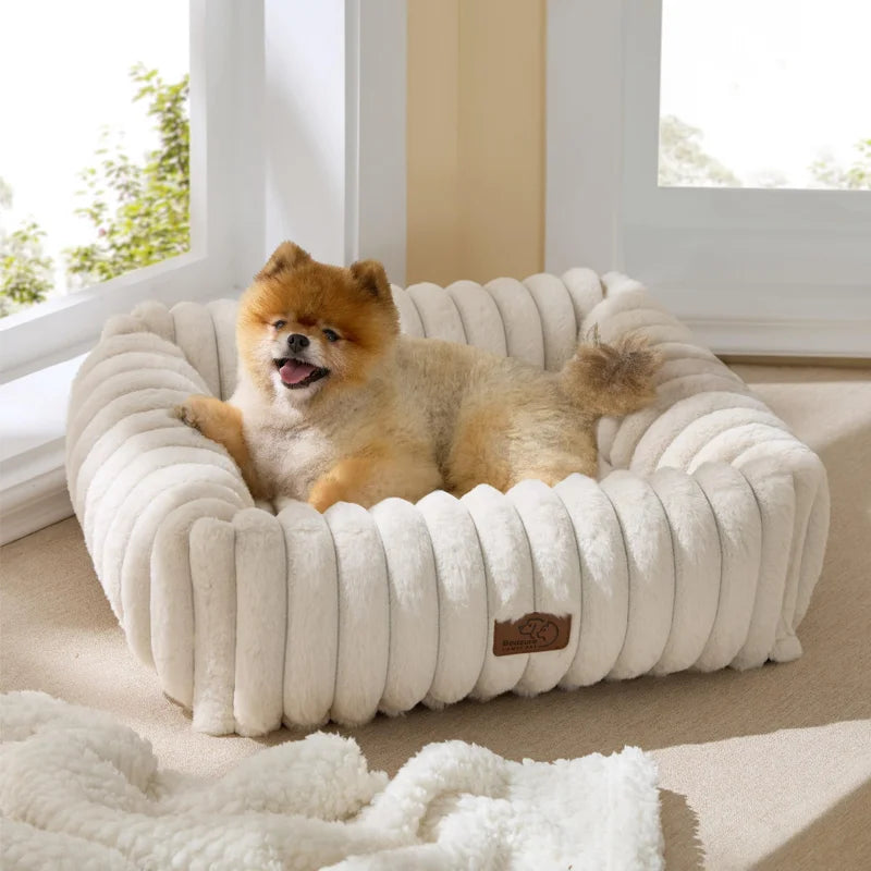 Bedsure ComfyFleece Cozy Orthopedic Dog Bed, Washable Corduroy Fleece with Removable Zipper Cover for Large Dogs