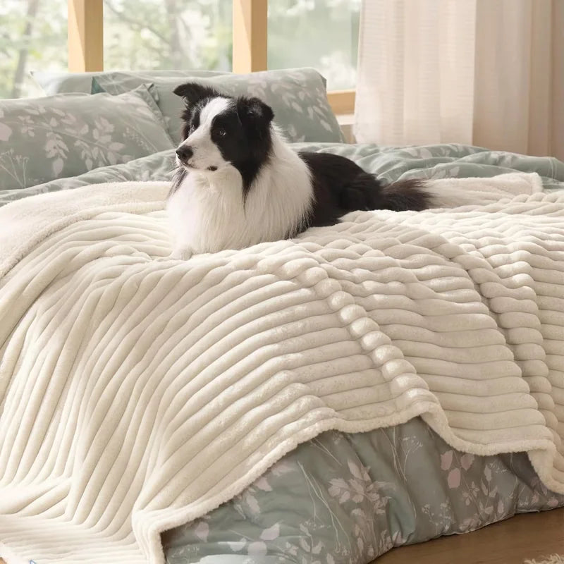 Bedsure ComfyFleece Reversible Dog Blanket for Large Dogs, Waterproof Washable Corduroy Fleece Couch Protector